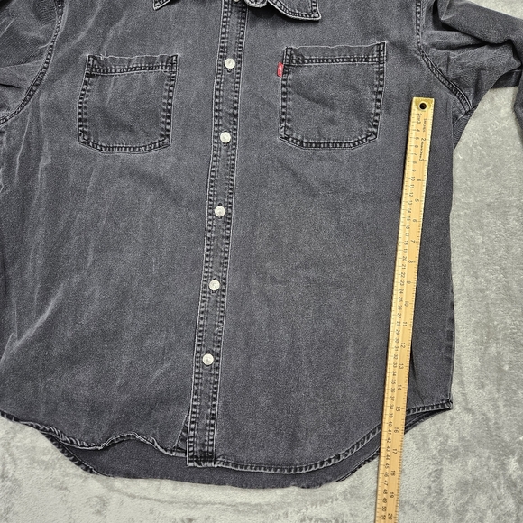 Levi’s Black Denim Western Shirt Men’s Large Snap Faded Wash - Picture 5 of 7